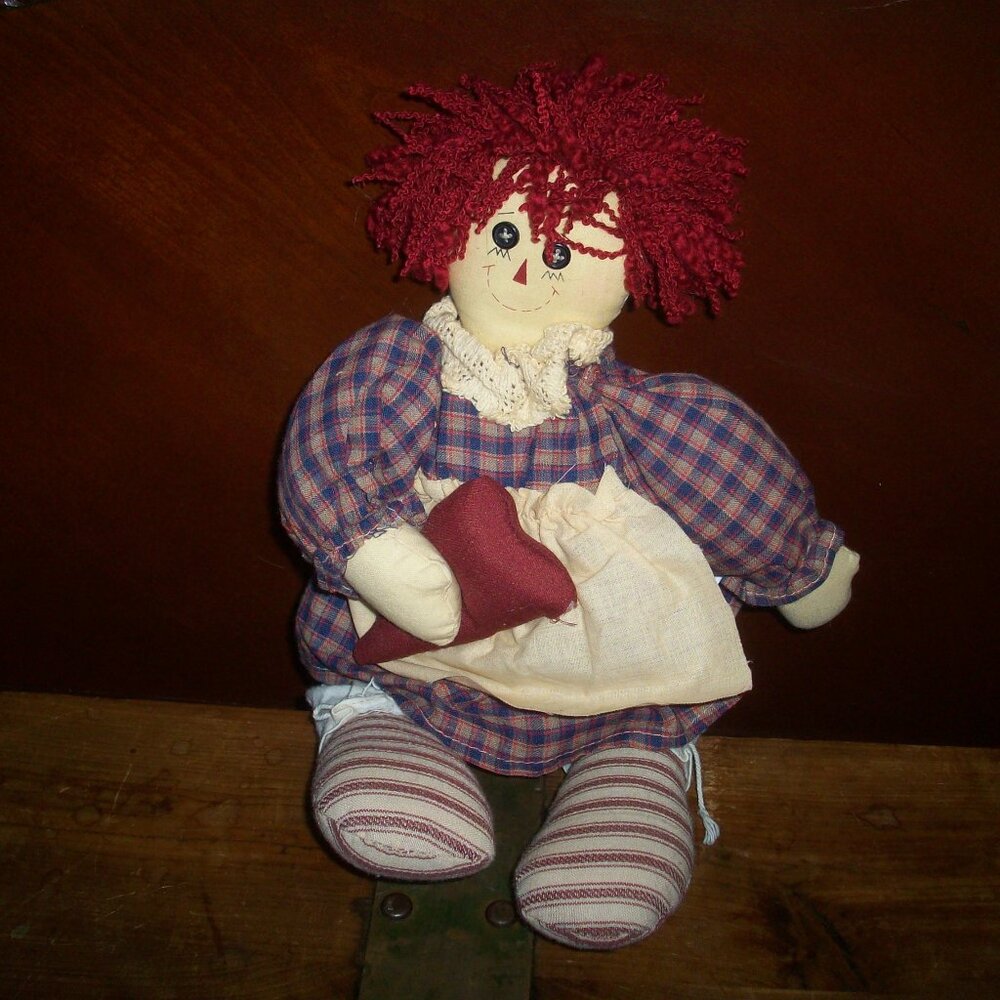 Sitting Button Eye Rag Doll  Primative Cottagecore Decor Unicorn Merchandise Cor